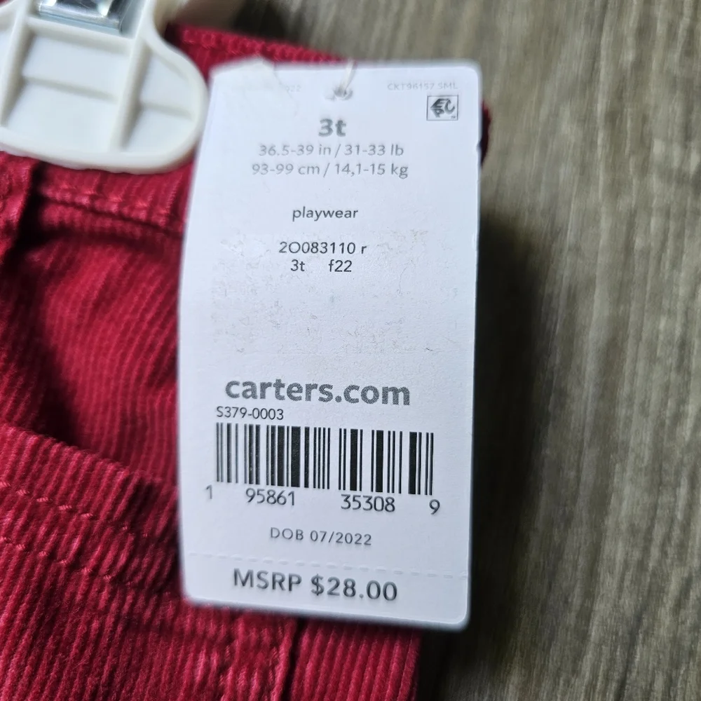 Carter's Red Corduroy Skirt in 3T or 5
